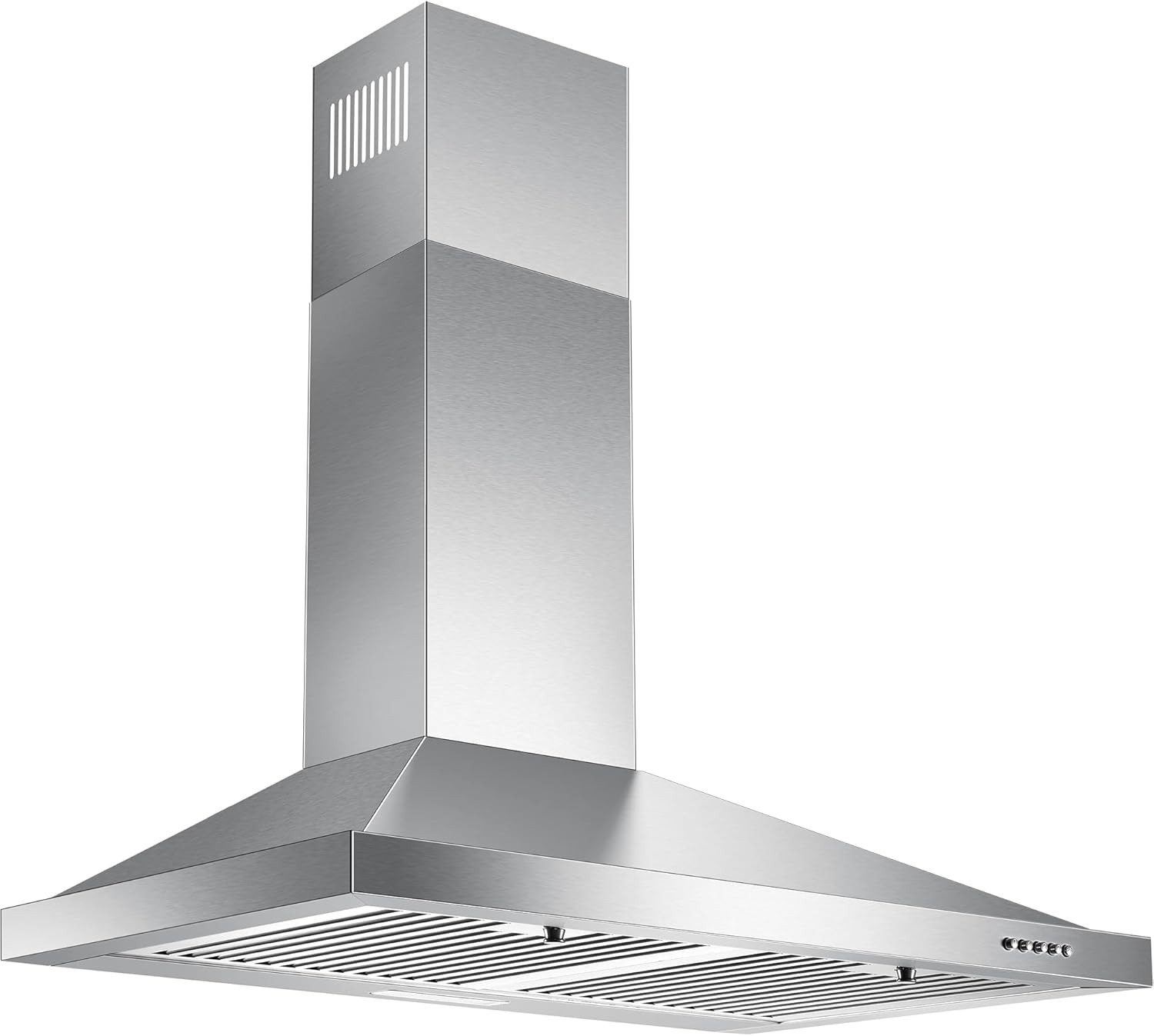 Range Hood 30 inch, Wall Mount Vent Hood in Stainless Steel, Ducted/Ductless Convertible Duct, Kitchen Hood w/Baffle Filters, 3 Speed Fan, Energy Saving LED Light, Push Button Control