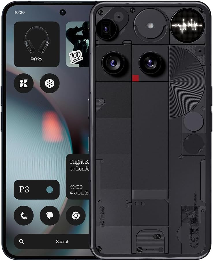 Nothing Phone (3) Cell Phone, 5G Unlocked Phones 512GB, Android 15, Snapdragon 8s Gen4, AI Mobile Phones with Four 50MP Cameras & AMOLED Display, 5150mAh, Glyph Interface, Smartphone White/Black