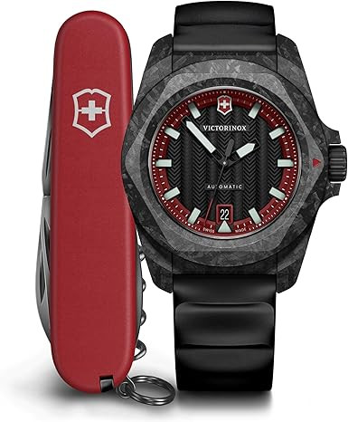 Victorinox I.N.O.X. Automatic Black Dial Black Rubber Strap Watch Set 41mm - 242024.1