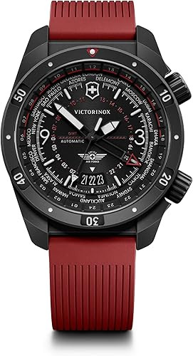 Victorinox Air Pro Automatic Black Dial Red Rubber Strap Watch 43mm - 242006