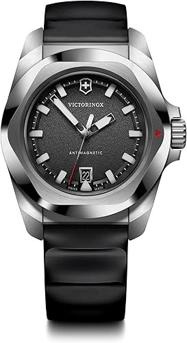 Victorinox I.N.O.X Quartz Black Dial Black Rubber Strap Watch 41mm - 242028