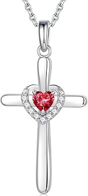 Iefil Mothers Day Gifts - 925 Sterling Silver Heart Cross Necklace for Women, Birthday Mothers Day Gifts for Wife Mom Grandma Daughter