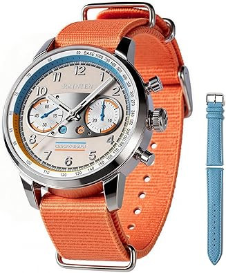 RAINTEN Chronograph Watch, Mechanical Watch for Men, Case 40mm, Seagull St19 | Stainless Steel with Genuine Leather Strap and Sapphire Crystal, Nylon Strap, Gifts- R9032, R9031B, R9031, R9031A