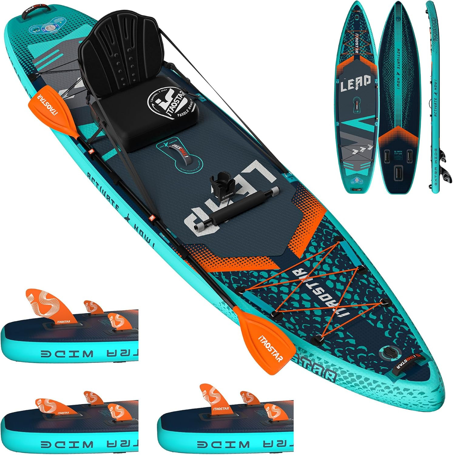TAOSTAR Lead Stand Up Paddle Board Inflatable, Extar Wide SUP Board with 5 Fins Stable Design for Adults, Youth, All Skill Levels, Lakes, Oceans