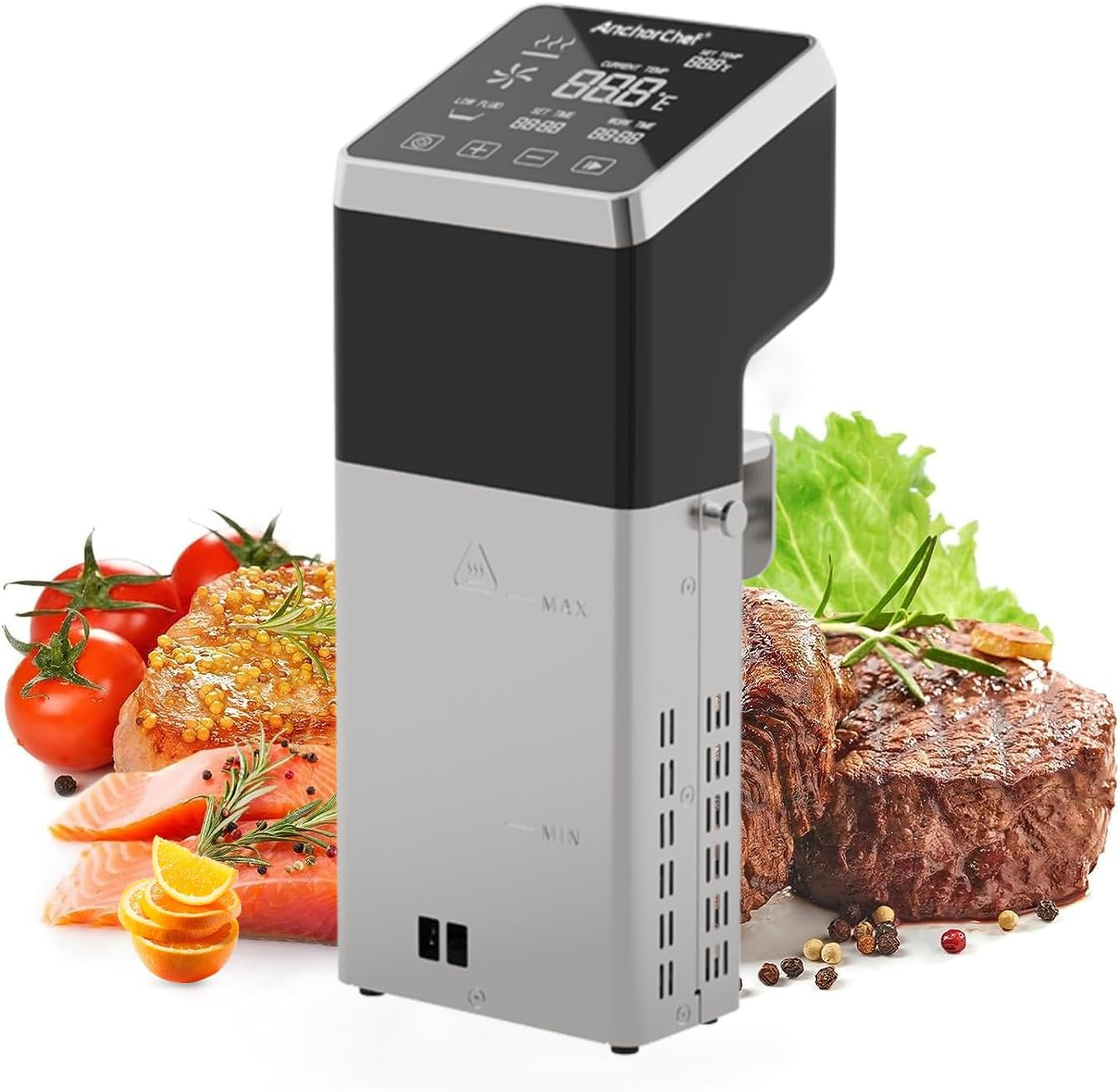 Sous Vide 1400W Precision Cooker, Professional Sous Vide Cooker with Stainless Immersion Circulators, with large Touchscreen Accurate Temperature Timer, Fast-Heating, Powerful Pump Design