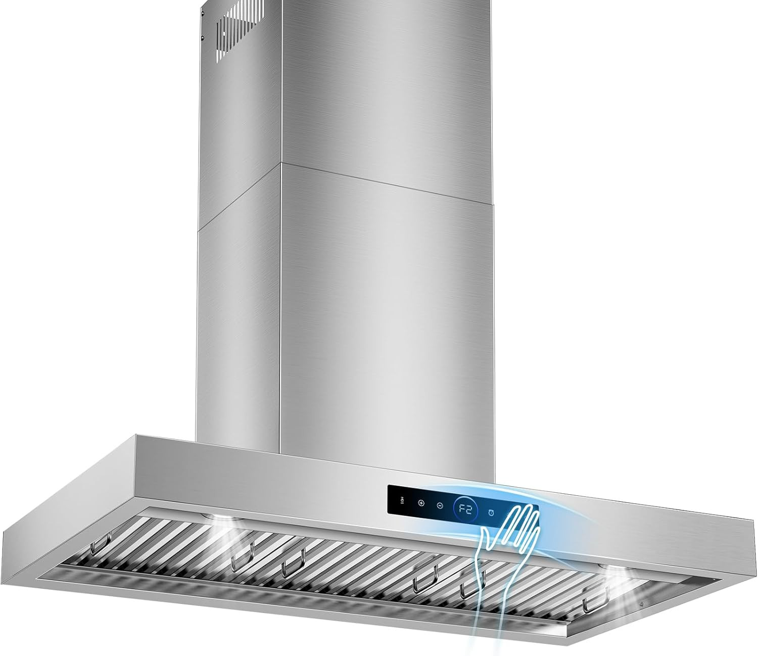 36 inch Range Hood Wall Mount, 1200 CFM with 4-Speed Gesture Sensing & Touch Control, Stainless Steel Kitchen Stove Vent Hoods with 2 LED Lights, Time Setting, Dishwasher-Safe Baffle Filters