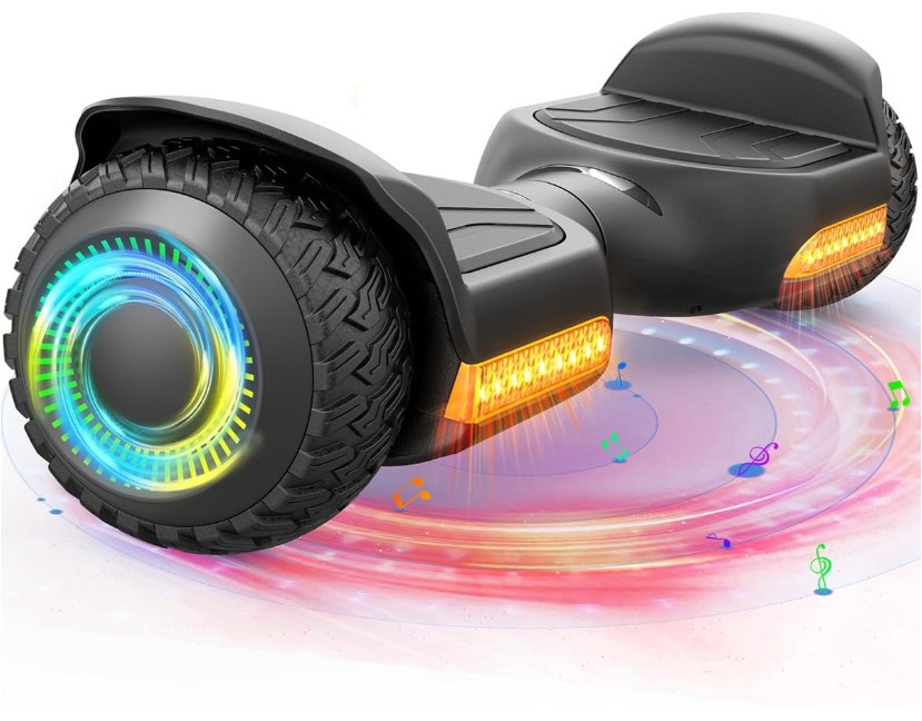 Gyroor Self Balancing Scooter New G13 All Terrain Balancing Scooter with LED Lights, Self Balancing Off Road with Bluetooth for Kids ages 6-12 and Adults-Black