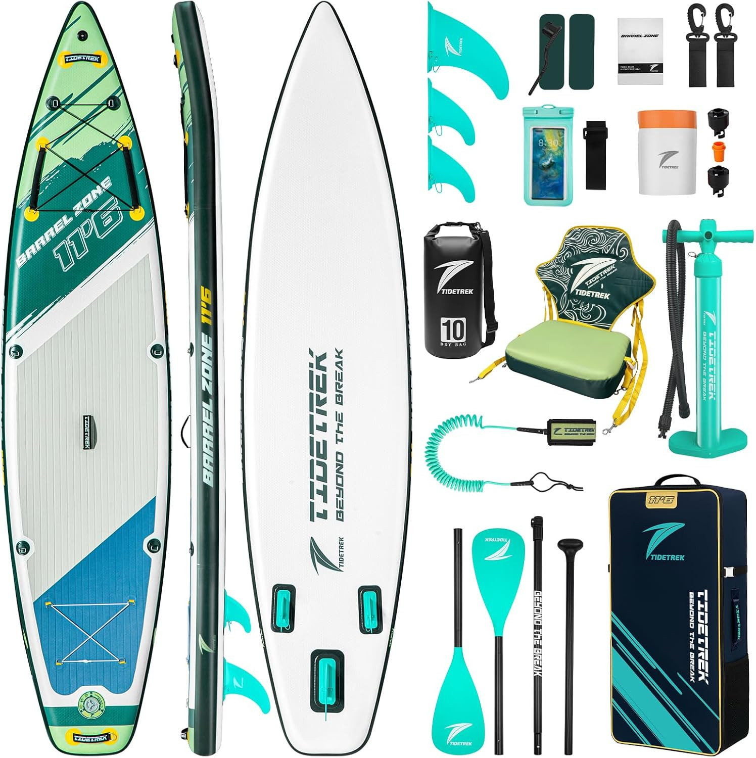 1'6" Inflatable Stand Up Paddle Boards, Premium SUP Accessories, Non-Slip Comfort Deck for Youth & Adults