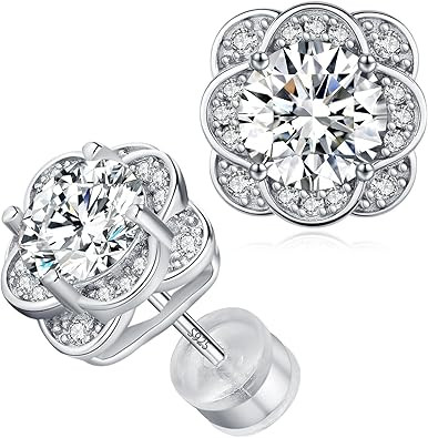 Moissanite Earrings Studs 1ct for Women 925 Sterling Silver Hypoallergenic Jewelry for Wife Her Women Wedding Girlfriend Anniversary Christmas Valentine's Day Mother's Day Engagements Gifts